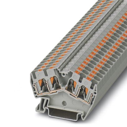 Phoenix Contact Multi-Conductor - Desk Design Terminal Block; PTS 4-QUATTRO ; 30A; 600V; 1-Level; #24 - #10; Push-In Connection; Gray